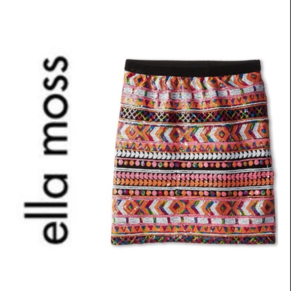 LIKE NEW Ella Moss Renee Sequin Aztec girls skirt